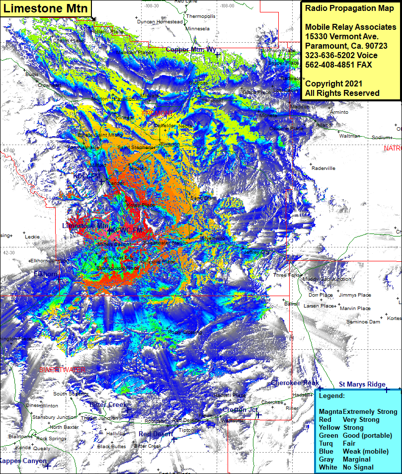 heat map radio coverage Limestone Mtn
